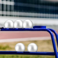 2-Pack Cast Iron Shot Put Balls — 6 lb Training Shotputs, Silver-Coated for High School Track & Field Practice(m-5)