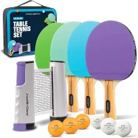 PRO-SPIN All-in-One Portable Ping Pong Set - Retractable 72"" Net for Any Table, 4 Paddles, 6 Balls and Carry Case - Family-Friendly Table Tennis Gift(m-1)