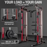 Mikolo HR05 Power Cage — 2000 lb Power Rack with Independent Dual 1:1 Pulley System & Multi-Function Cable Crossover(m-3)