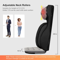 Snailax Shiatsu Neck & Back Massager with Heat - Adjustable-Height Neck Rollers, Vibration and Upgraded Kneading Compression Chair Pad for Home & Office(m-4)