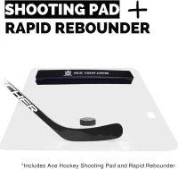 ACE HOCKEY 30"" x 60"" Shooting Pad with Puck Rebounder - 12.5 sq ft Synthetic Ice Mat & Puck Passer for One-Timers(m-2)