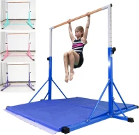Adjustable Horizontal Gymnastics Bar 5FT/6FT for Kids (Ages 5-20) – 35.4""–59"" / 45""–71"" Height Options, 500 lb Capacity, Home Gym Equipment(m-1)