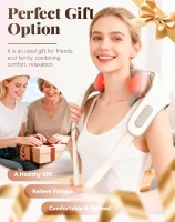 HVZZ 6D Shiatsu Neck & Shoulder Massager with Heat – Portable Rechargeable Deep Tissue Neck and Back Massager (Beige)(m-6)