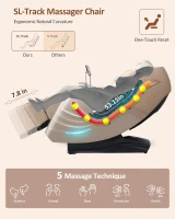 RELX 2026 Full-Body Massage Chair — 20-Mode Zero-Gravity SL-Track Shiatsu Recliner with Built-in Heat, Airbag Massage, Body Scan, Deep Yoga Stretch, Calfrest Extension & AI Control (Cream)(m-5)