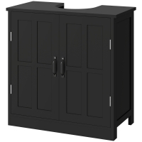 kleankin Bathroom Sink Cabinet, Pedestal Sink Cabinet with Adjustable Shelf, Black