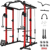 Mikolo K6 Power Cage — 1500 lb Capacity Power Rack with Cable Crossover, Lat Pulldown & Pulley System for Home Fitness(m-1)