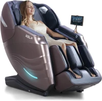 RELX 2026 Full-Body SL-Track Shiatsu Massage Chair with 20 Modes, Zero-Gravity, Far-Infrared Heat, AI Voice and Calfrest Extension (Brown)(m-1)