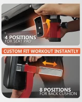 GMWD LE02 Plate-Loaded Leg Extension & Curl Machine, Adjustable Lower-Body Exercise Bench with Rotary Leg Attachment, Home Gym Thigh Trainer (Red)(m-8)