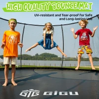 GIGU Recreational Trampoline (10FT–16FT) with Enclosure Net, Ladder and Anti-Rust Coating — ASTM Certified Outdoor Trampoline for Kids & Adults(m-3)