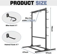 WALMANN Freestanding Garage Bike Stand — Heavy-Duty Floor Rack for 6–7 Bikes with Adjustable Hooks and Helmet Holders(m-3)