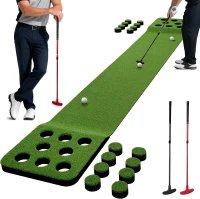 Wekin Indoor Putting Green Mat with 2 Adjustable Putters, 2 Balls & 16 Hole Covers — 10.5 ft Golf Training Mat, Portable Game Set, Great Gift for Men(m-1)