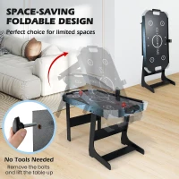 GYMAX 56"" Fold-Up Air Hockey Table — Arcade Style with Powerful 12V Motor, LED Digital Scoreboard, 2 Pushers & 2 Pucks — For Home, Game Room & Office(m-3)