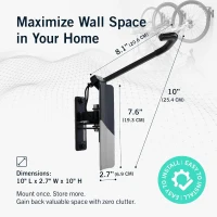 StoreYourBoard 120° Swivel Bike Rack – Vertical Wall-Mount Garage Hanger with Stopper, Space-Saving Mount for BMX & Kids' Bicycles(m-2)