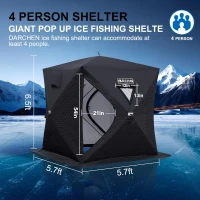 DARCHEN 3-Layer Insulated Pop-Up Ice Fishing Shelter for 3-4 People - Thermal Shanty with Insulation Skirt(m-4)