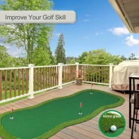 Chriiena Large Professional Putting Green Mat — High‑Density Artificial Turf with Moveable Cups & Slope Pad for Indoor and Outdoor Practice(m-3)