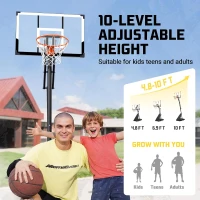 Aimking 44"" Shatterproof Backboard Basketball System, 4.8–10 ft Height-Adjustable Hoop for Youth, Teens & Adults (Indoor/Outdoor/Pool)(m-8)