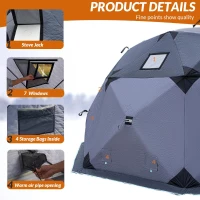 QualyQualy 8-10 Person Insulated Pop-Up Ice Fishing Tent with Floor - 147 sq ft Shelter with Stove Jack and Carry Bag(m-4)