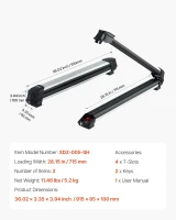 VEVOR Ski & Snowboard Roof Rack, Carries up to 6 Pairs of Skis or 4 Snowboards, 2-Pack Aluminum Universal Roof Holders with Lock & Rubber Padding, Carrier for Fishing Rods, Fits Most Slotted Crossbars(m-7)