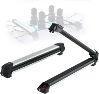 VEVOR Ski & Snowboard Roof Rack, Carries up to 6 Pairs of Skis or 4 Snowboards, 2-Pack Aluminum Universal Roof Holders with Lock & Rubber Padding, Carrier for Fishing Rods, Fits Most Slotted Crossbars(m-1)