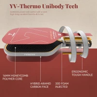 YVMOVE STORM 007 Pickleball Paddle - Hybrid Kevlar/Carbon Face, Thermoformed One-Piece Body, 16mm Polymer Core (8.1 oz)(m-3)