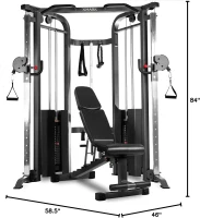 XMARK Functional Trainer — Dual 200 lb Weight Stacks Cable Machine & Crossover with Adjustable FID Bench for Home or Garage Gyms(m-8)