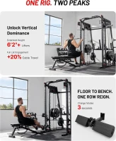 Mikolo M4 2.0 Ultra Smith Machine & 2200 lb Power Rack with Dual Cable Crossover and Leg Hold-Down Attachment(m-5)