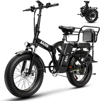 1000W Folding Electric Bike with 48V 20Ah Removable Battery — 20"" Fat Tire Ebike, 30+ MPH, Up to 80 Mile Range(m-1)