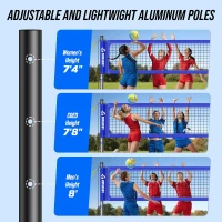 Patiassy Portable Heavy-Duty Outdoor Volleyball Net Set for Backyard and Beach – Adjustable Aluminum Poles with Winch, Steel Stakes, Anti-Sag Design, Pump & 1680D Carry Bag(m-2)