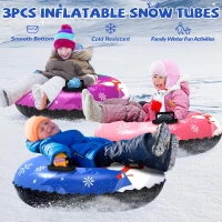 Set of 3 Snowman Snow Tubes 36"" – Durable Cold-Resistant Inflatable Sleds with Hard Bottom & Reinforced Handles, Heavy-Duty Family Snow Toys for Xmas/Winter(m-4)