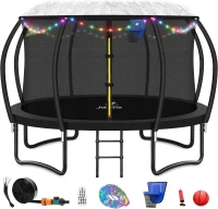 Trampoline 8FT–16FT by JELENS — Outdoor Anti-Rust Recreational Trampoline with Enclosure Net & Ladder, ASTM F381-16 Compliant(m-1)