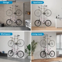 Suchtale 2-Bike Gravity Rack | Floor-to-Wall Bicycle Organizer for Garage & Indoor Storage — Adjustable Arms, Wall-Lean or Fixed Mount, Fits Road, MTB & E-bikes(m-8)