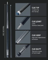 CRICAL 58"" Carbon Fiber Pool Cue Set CL-02 — Professional Low-Deflection Billiard Cue with 3/8×8 Joint and 12.5mm Tip(m-4)