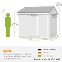 Outsunny 7' x 5.5' Metal Garden Storage Shed, Outdoor Tool Storage House with Lockable Door, Vents, Sloped Roof, Dark Grey(m-3)