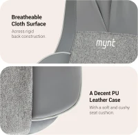 Mynt 2D & 3D Shiatsu Neck and Back Massager Pad — 10 Deep Kneading Nodes, Adjustable Height, Heat, Spot & Demo Modes — Portable Gray Chair Massage Cushion(m-9)