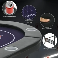 71-Inch Folding Poker Table for 6-8 Players — Portable Casino-Grade Felt Table with Collapsible Legs, Padded Rails and Deep Cup Holders for Texas Hold'em & Blackjack(m-4)