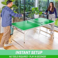 GoSports 6 x 3 ft Mid-Size Ping Pong Table Set with Adjustable Height - Blue or Green(m-2)