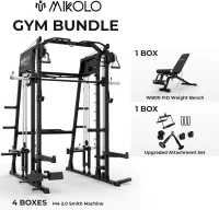 Mikolo M4 2.0 Smith Machine & Power Rack — 2200 lb Capacity with Lat Pulldown, Dual Cable Crossover and Storage System(m-2)