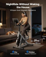 MERACH Stationary Exercise Bike with App — Brake Pad Resistance, Low-Noise Indoor Cycling, 300 lb Capacity, Tablet Mount & Guided Classes(m-5)