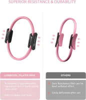 LIONSCOOL 14-inch Pilates Ring Kit – Magic Circle with Padded Handles, Mini Ball, Dual Band Sets, Non-Slip Socks, Guide & Bag(m-4)