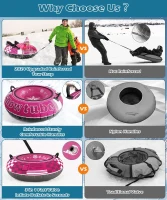 Jasonwell Heavy-Duty Snow Tube Sled — Canvas-Covered Inflatable Tube with Thick Bottom, Fast Sliding Surface, Sturdy Handles & Tow Strap, Gift-Ready Winter Toy(m-6)