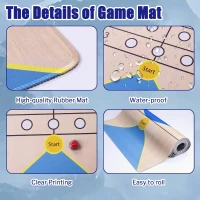 3-in-1 Shuffleboard, Curling & Bowling Family Game Set with 8.98 ft Mat, 2 Pusher Cues, 8 Curling Rocks and 6 Bowling Pins(m-3)