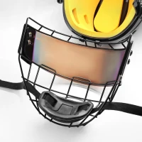 GY Hockey Full-Face Shield & Cage Combo - A3 Steel Wire Cage with Polycarbonate Visor and Floating Chin Cup(m-4)