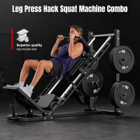 Dripex 2-in-1 Leg Press & Hack Squat Machine for Home Gym, 45° Combo with 4 Weight Plate Storage Posts — Plates Not Included(m-5)