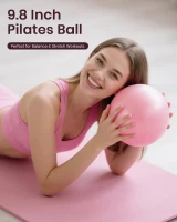 Women's Pilates Starter Kit – 14"" Magic Circle, Mini Ball & Resistance Bands for Home Strength, Toning & Flexibility with Workout Guide(m-6)