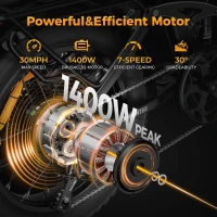 Jasion X-Hunter Foldable E-Bike — 750W Motor (Peak 1400W), 624Wh Removable Battery, 30 MPH, 20""x4"" Fat Tires, Full Suspension, 70+ Mile Range, 7-Speed(m-2)