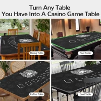 70"" x 35"" Waterproof Poker Table Mat — Ultra-Soft Texas Hold'em Surface with Smooth Premium Finish, Portable Zipper Carry Bag for Parties and Home Entertainment(m-5)