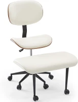 Bestier Contemporary Bentwood Meditation Chair with Wider Back Support, 360° Swivel and Height Adjustment for Cross‑Legged Seating, Supports up to 300 lbs (White)(m-8)