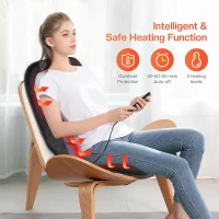 CILI Heated Massage Chair Pad – Back Massager Seat Cushion with 10 Vibration Motors, 30/60/90-Min Timer, for Office & Home Use(m-3)