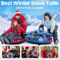 ZIZZ 48-inch Heavy-Duty Inflatable Snow Tube with Premium Canvas Cover — Kids & Adults(m-8)