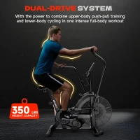 Air Bike with Magnetic & Air Resistance, Dual-Action Fan Bike with APP Connectivity, Dual-Action Handlebars and 350 lb Capacity(m-6)